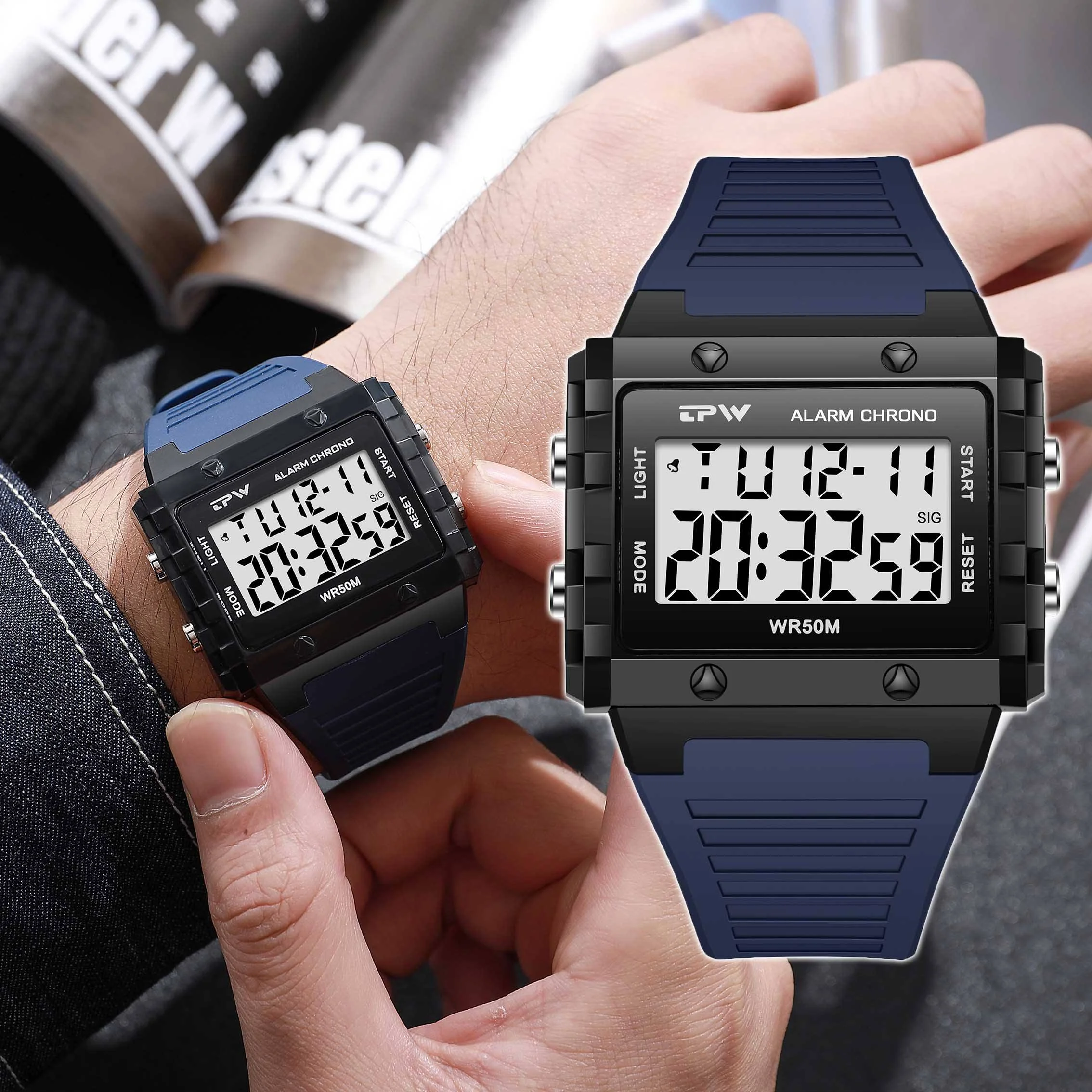 

Многофункциональные спортивные часы для студентов-подростков, 2026, новые модные электронные мужские часы с секундомером и ночником