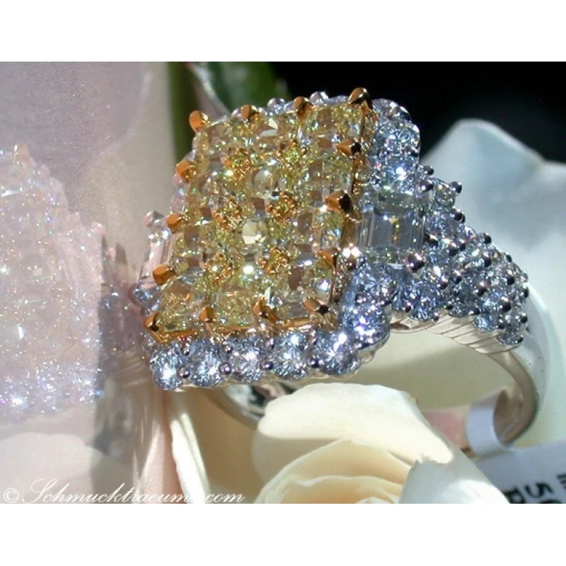 2026 Neuer Luxuriöser Gelber Diamant-Kristall-Zirkonia Verlobungsring für Damen - Mikro-Set-Verarbeitung Modeschmuck-Accessoire