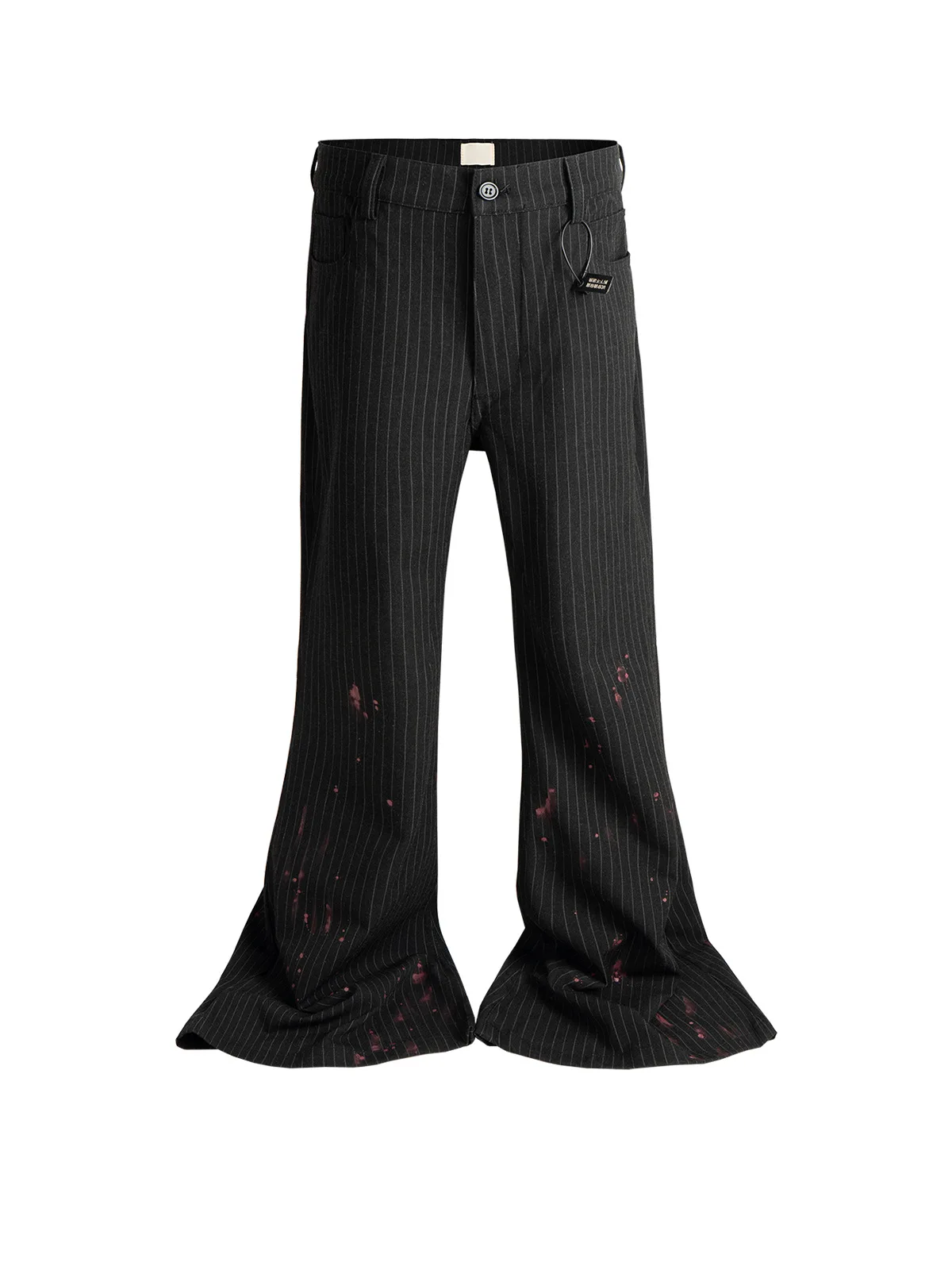 MIJKO 남성과 여성 스트라이프 플레어 바지 패션 긴 바지 혈액 얼룩 잉크 정장 바지