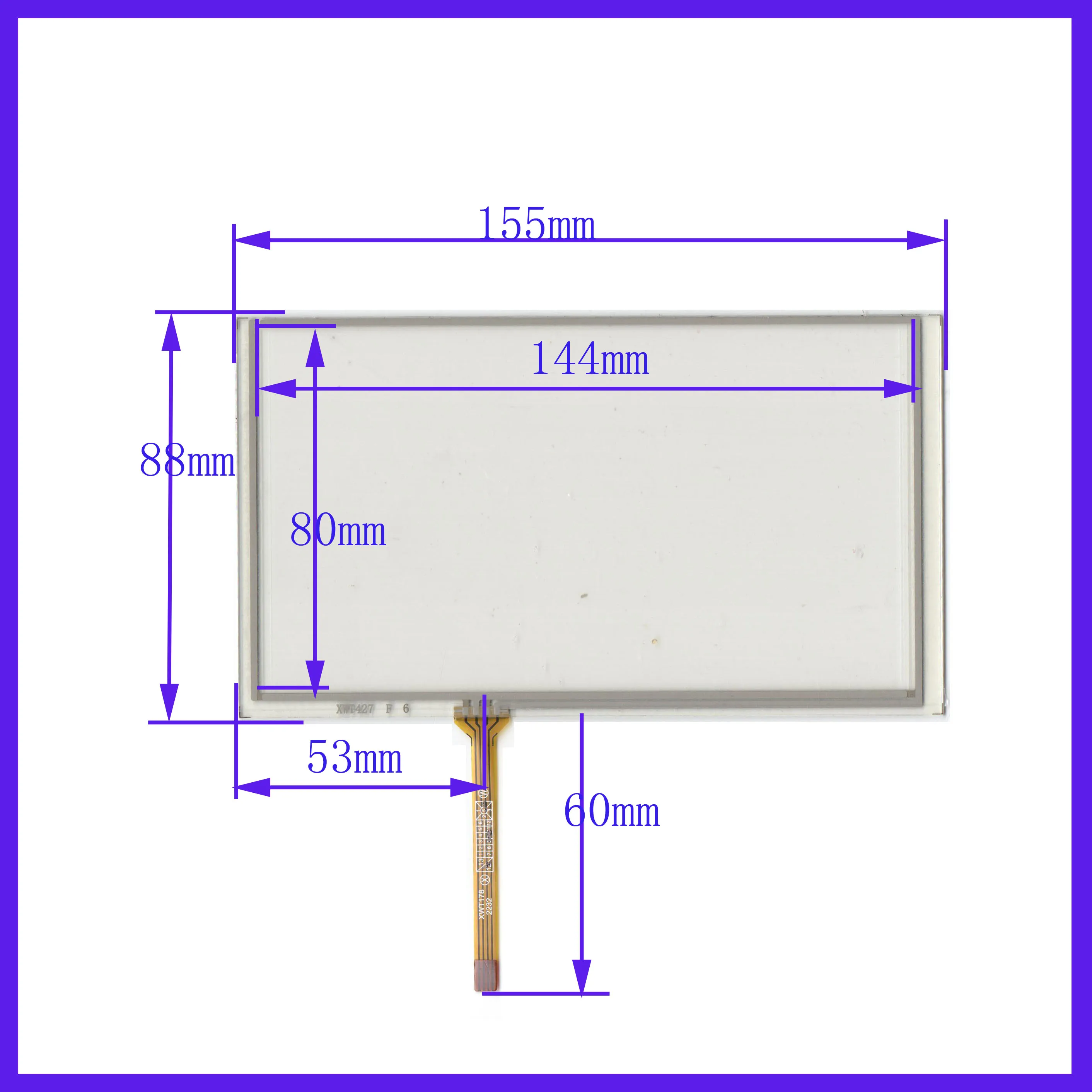 

155*88 XWT427 Touch Screen 155*88mm Digitizer Welding type compatible For GPS car DVD sensor glass