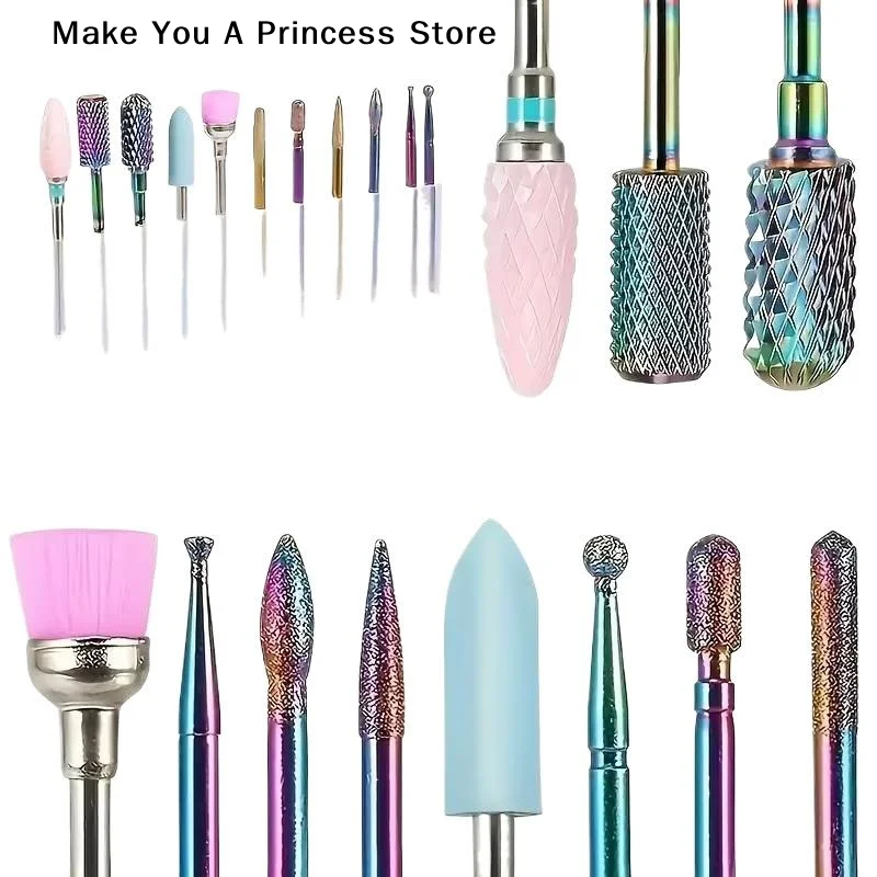 【HBA】11個/箱 プロ仕様 セラミックネイルドリルビットセット 電動マニキュアネイルファイルビット アクリルジェルネイルとキューティクル用