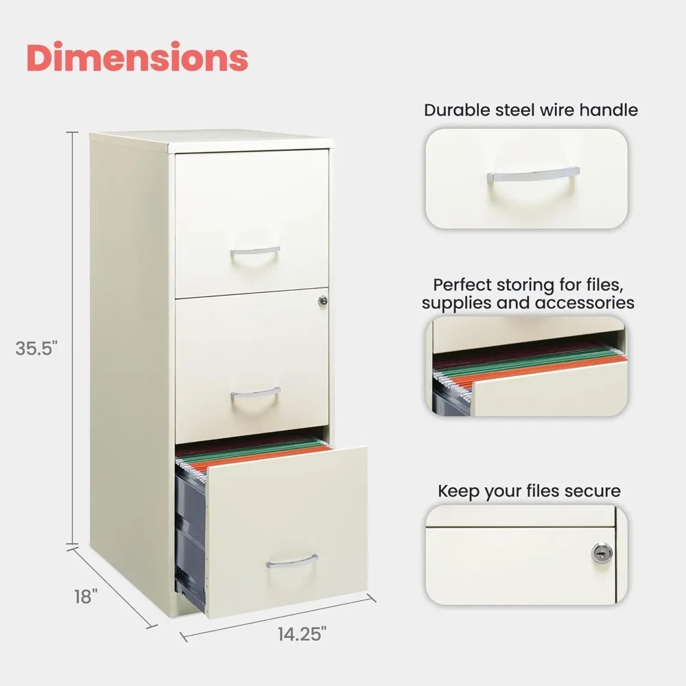 File Cabinet for Home Office Supplies and Small Filing Cabinet Folders with 3 Under Desk Storage Drawers