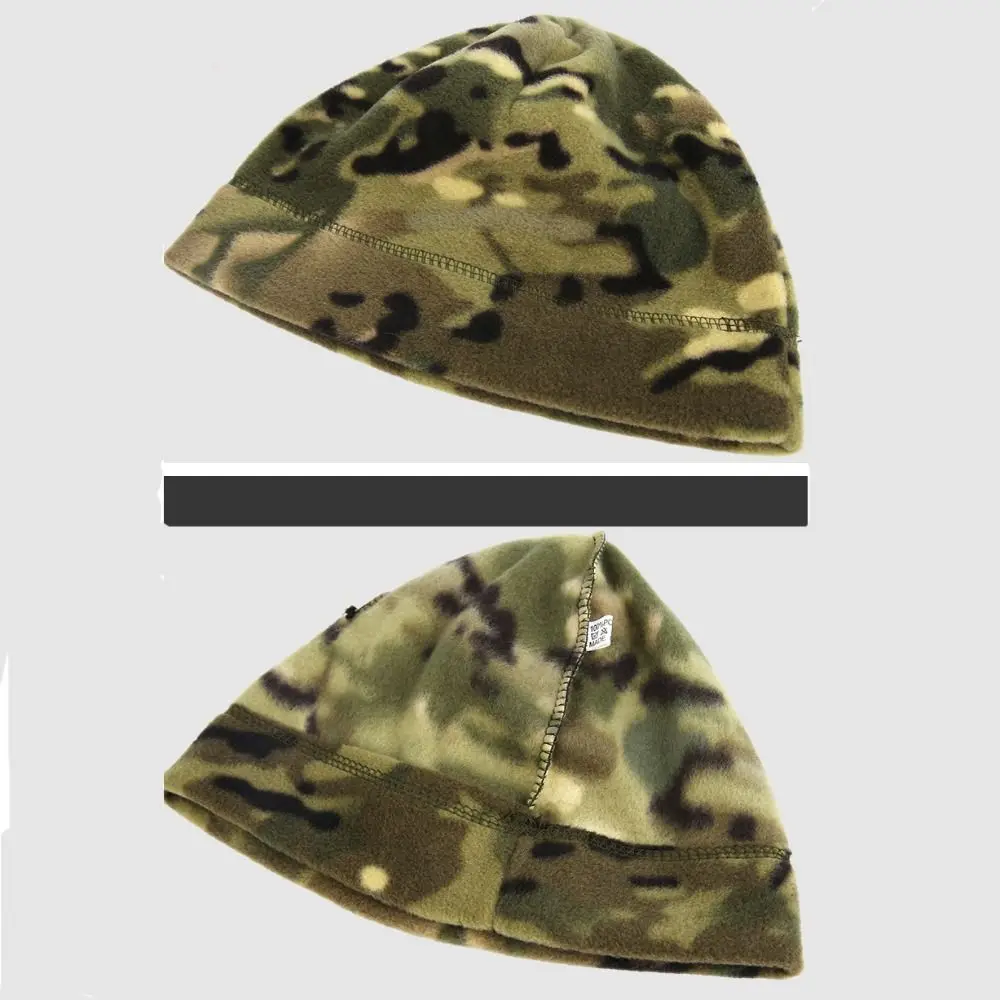 Windproof Fleece Hats Winter Warm Camouflage Thickened Thermal Tactical Hat Elastic Breathable Ski Baggy Hat