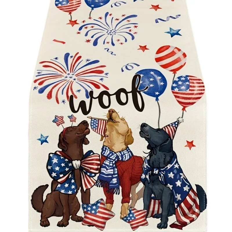 American Independence Day Three Dogs Table Flag Home Decor Table Flag Carnival Indoor Outdoor Decoration Ballon Tablecloth