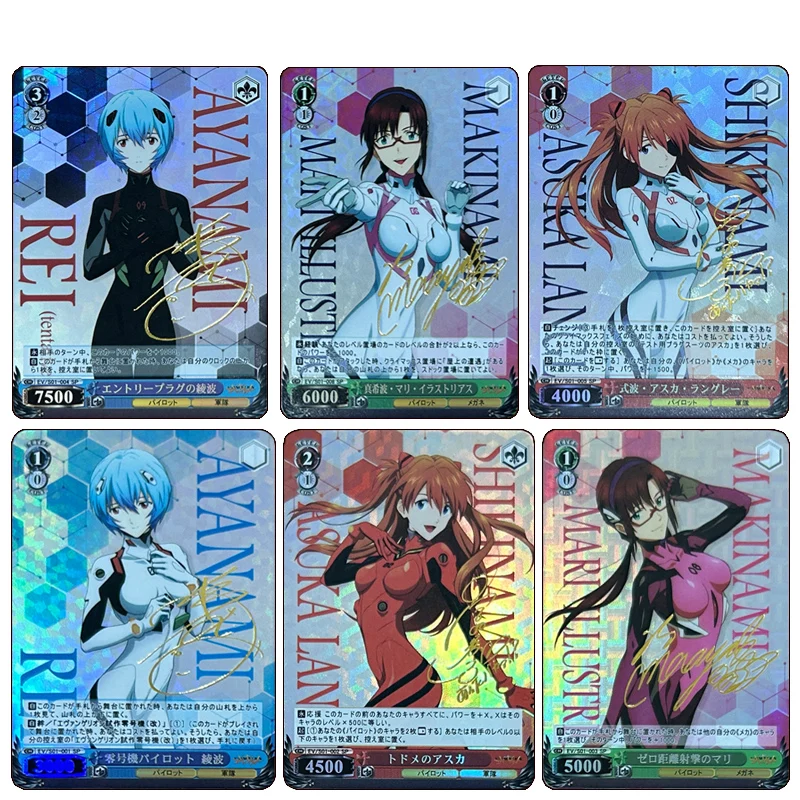 

EVA 6PCS Ikari Shinji Ayanami Rei Asuka Langley Soryu Misato Katsuragi Foil stamping signature Collectible cards holiday gifts