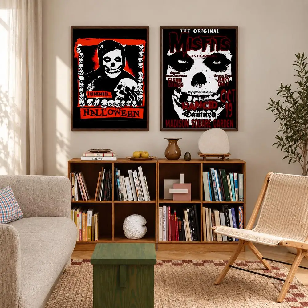 Legendary Horror Punk Band Misfits Poster Self‑Adhesive Waterproof Poster Sticker Wall Art Home Decor