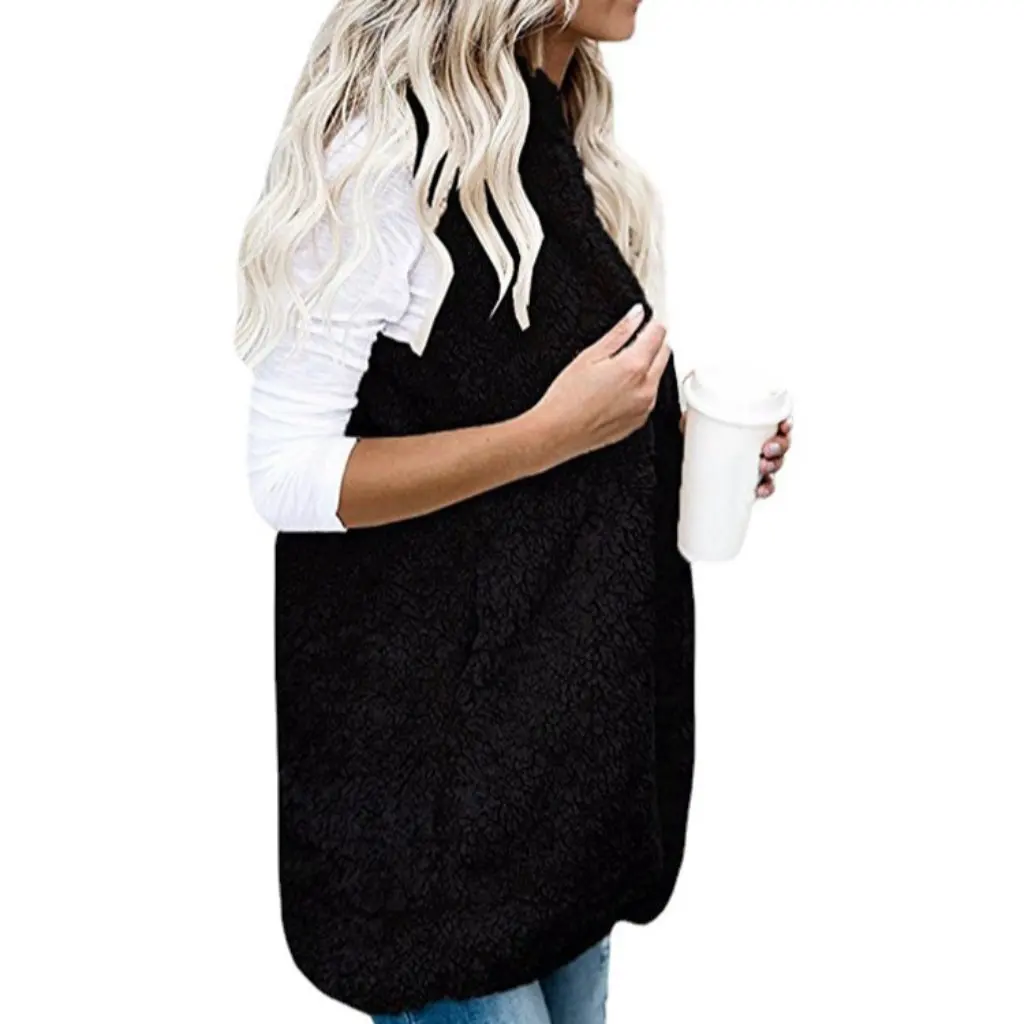 

Large Size Women's Fashion Sleeveless Hooded Vest Solid Color with Pockets Autumn New Arrivals from