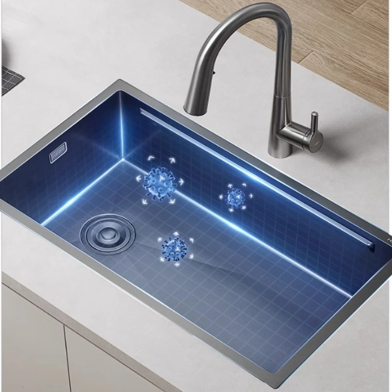 

Vegetable basin, kitchen sink 304 stainless steel household large single slot, basin on and off the table