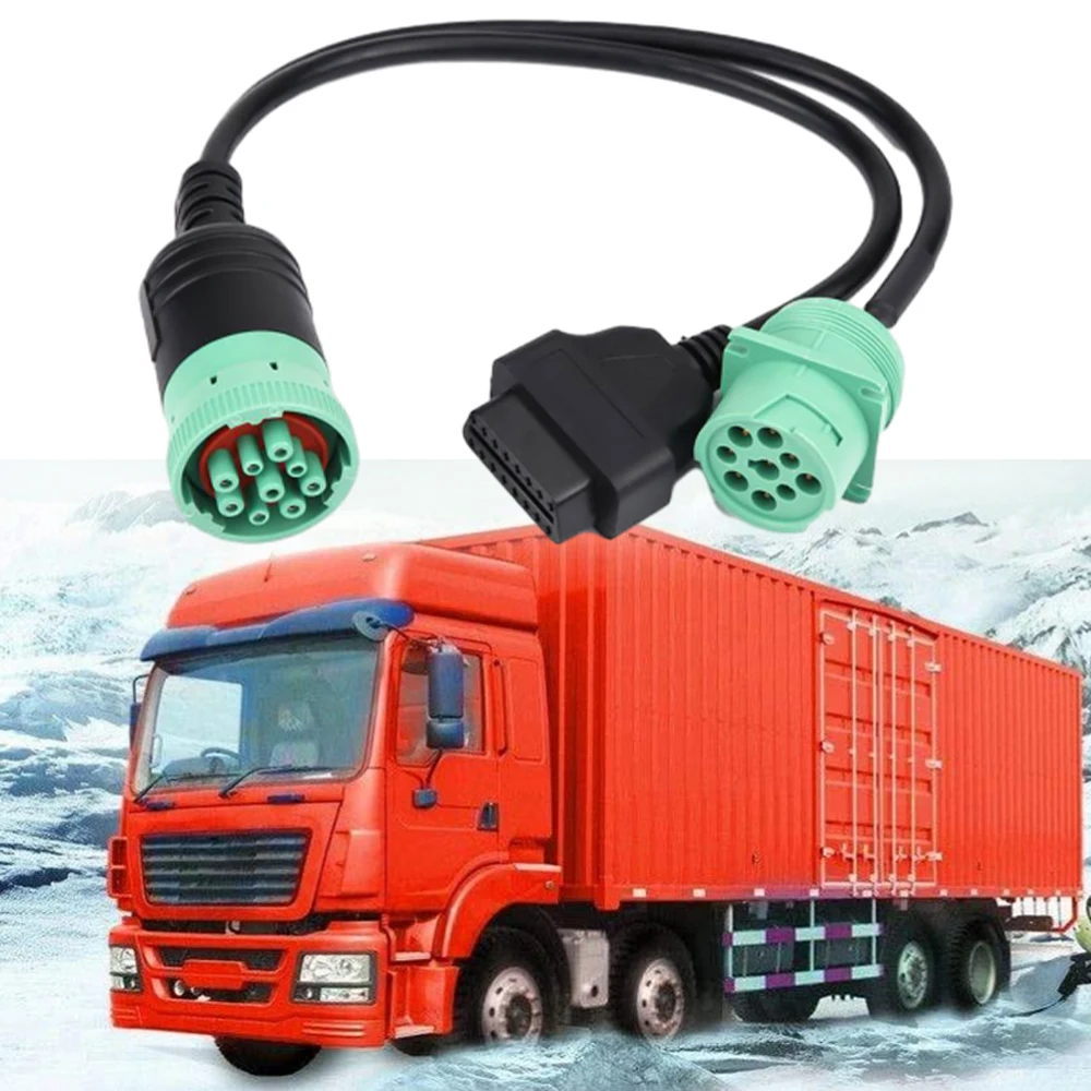 6 Pin J1708 or 9 Pin J1939 to 16 Pin OBD2 OBDII Adapter Cable Heavy Duty Truck Car Accessories Truck cable adapter