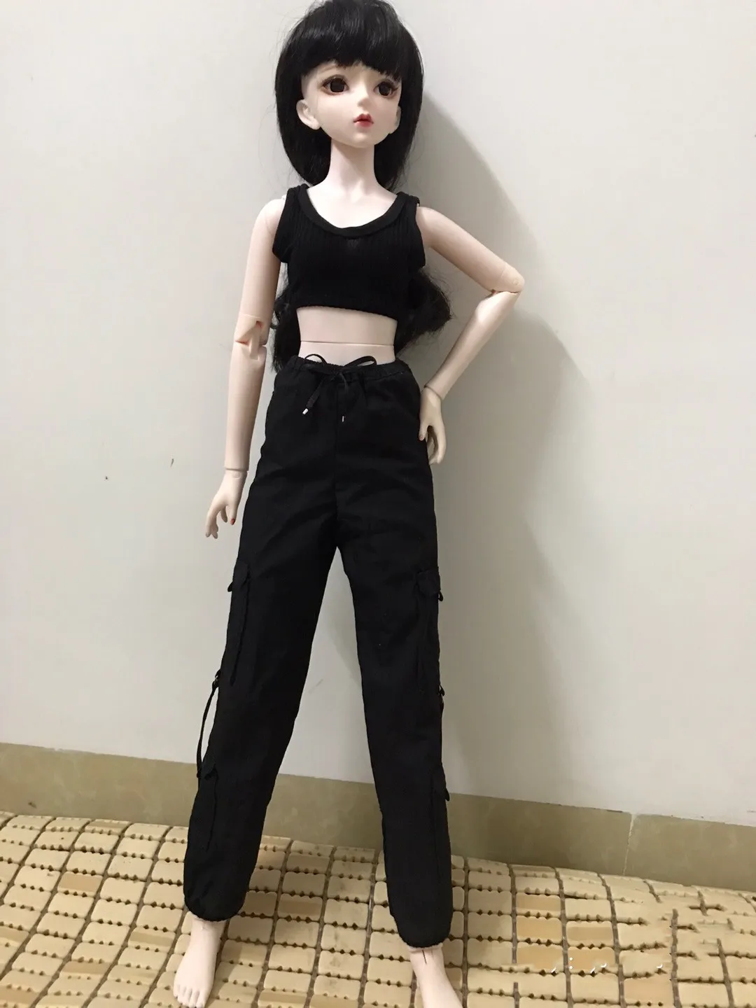 Fashion 1/3 BJD Doll Clothes, Cool Black Tops Pants Set Toy Garments