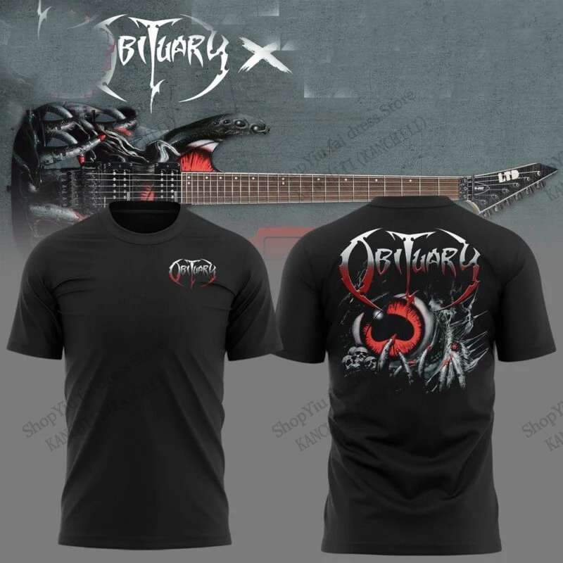 New Rock Obituary Band 3D Print T-shirt Men Women Fashion Oversized Short Sleeve Tshirt Kids Hip Hop Tops Tees Mens Clothing Y2K