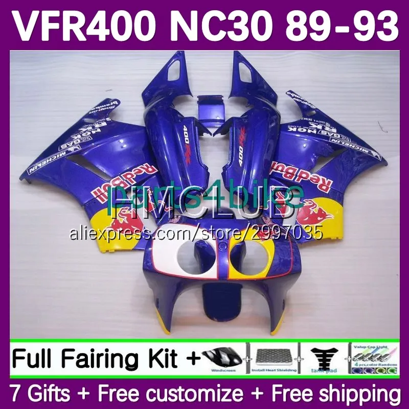 Fairing For HONDA VFR400R VFR400 RVF VFR 400 R RR 400R 1989 1990 1991 1992 1993 42No.81 blue stock RVF400R NC30 89 90 91 92 93