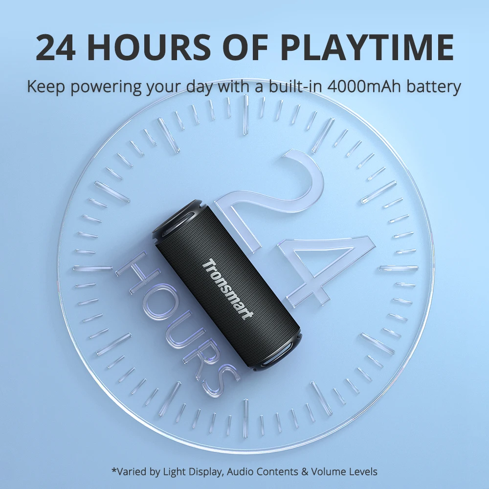 Tronsmart колонка bluetooth T7 Lite Портативный Bluetooth-динамик с улучшенными басами, временем воспроизведения 24 часа, управление через приложение, водонепроницаемость IPX7 для кемпинга