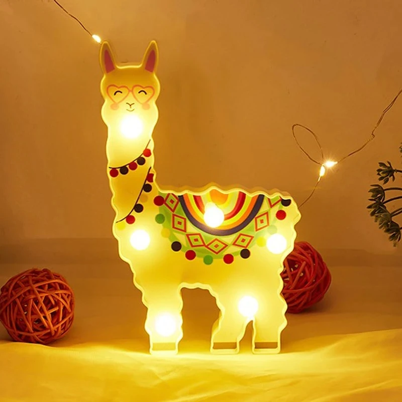 Alpaca Shape Party Decoration 3D Lamp LED Night Light For Home Decor Bedroom Table LED Light Kids Birthday Baby Shower Light