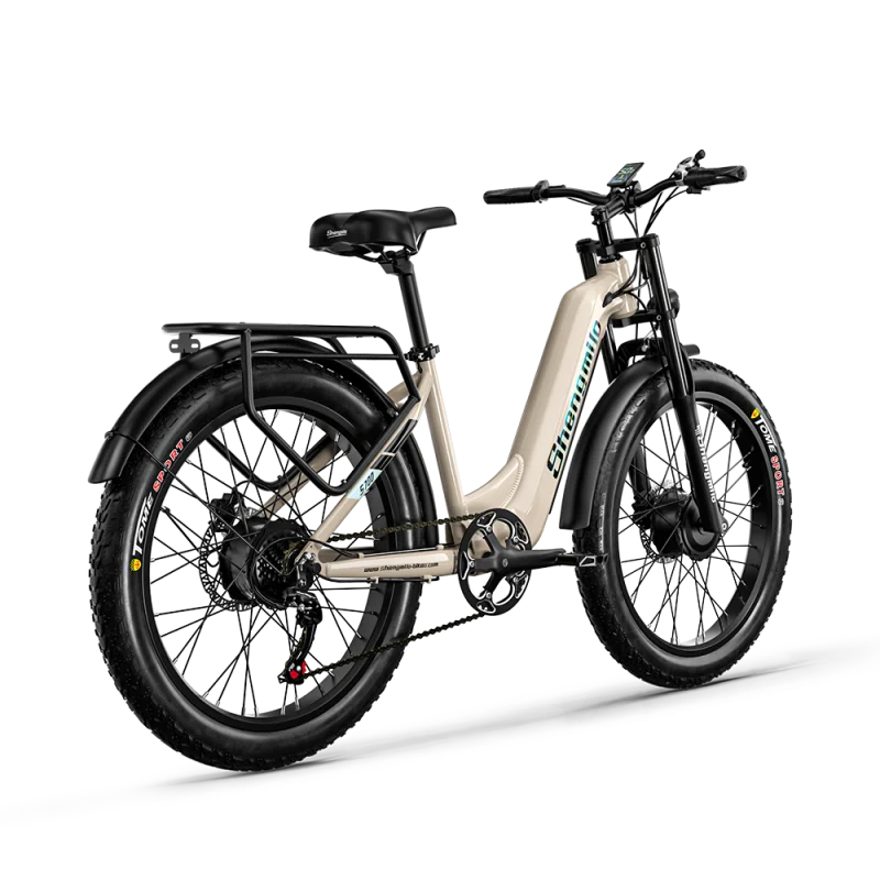 SHENGMILO Sepeda Listrik Hibrida 48V 2000W 17.5Ah 26*3.0 Ban Lemak Sepeda Gunung Wanita dengan Motor Hub Belakang Off-Road untuk Dewasa
