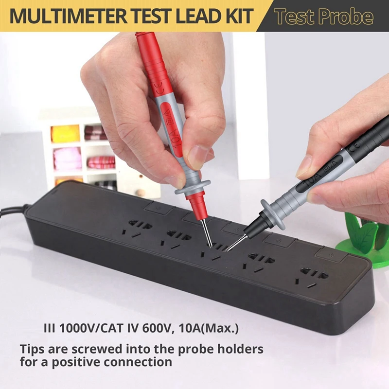 Kit de cables de prueba múltiples, multímetro eléctrico, cable de prueba con pinzas de cocodrilo, sonda de prueba, conector Banana de resorte