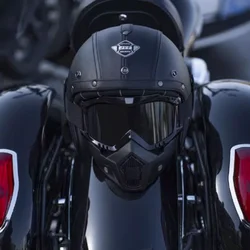 DOT Certified Helmet Motorcycle Helmet PU Leather Retro Helmet Motorbike Motocross Open Helmet Breathable Unisex