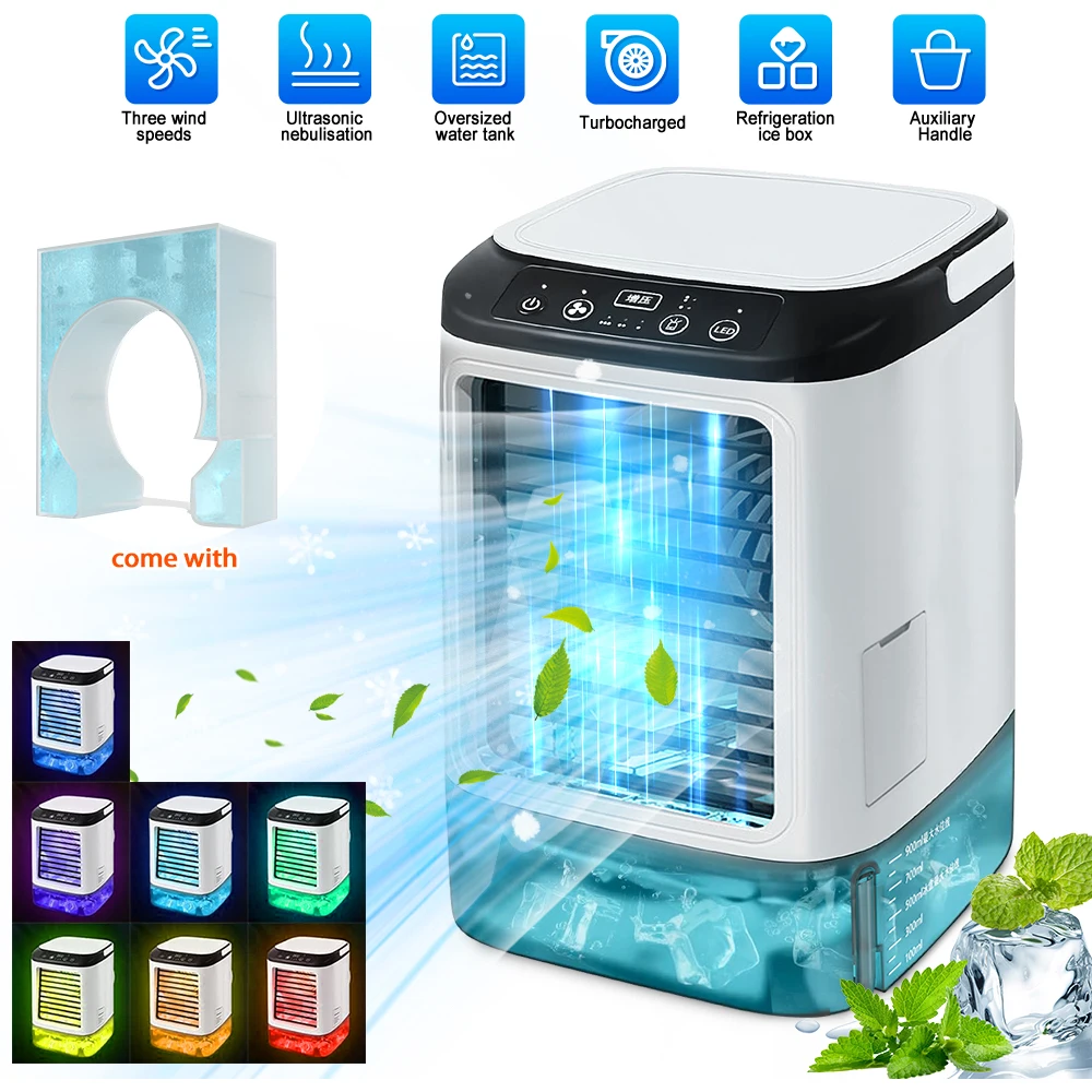Portable Mini Air Conditioner Cooler Fan Personal Evaporative Cooling Fan with Mist Function 3 Speed Desktop Mini Fan for Home Office view 8