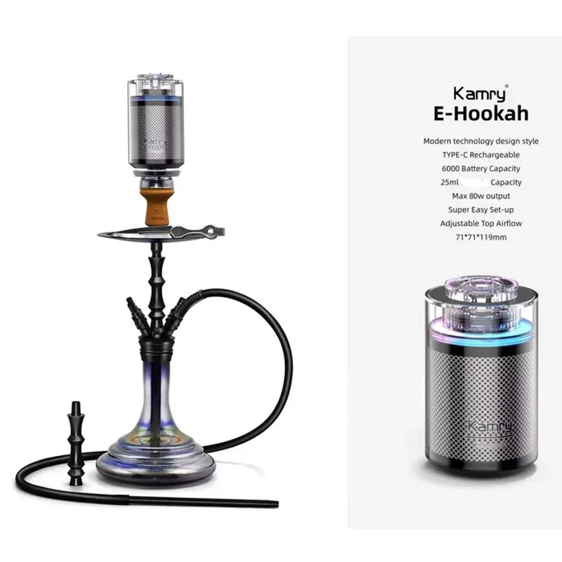 Imagem -02 - Kamry-cabeça de Aquecimento Elétrica Hookah Shisha Bowl Conjunto Recarregável Bateria 6000mah 80w