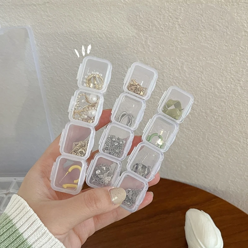 F42F Plastic Jewelry Tray Earring Storage Case Easy to Carry Jewelry Organizers Storage Solution for Small Earrings and Rings