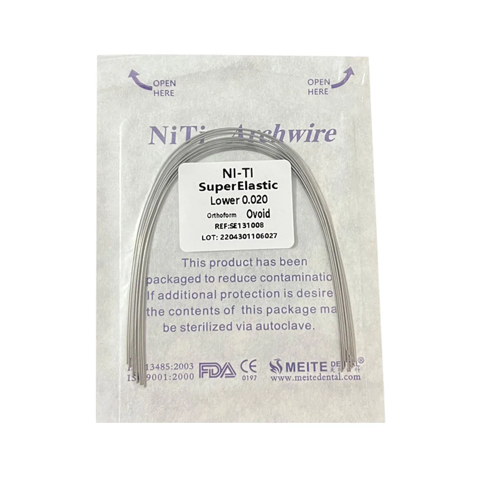 Alambre de arco de Niti para ortodoncia Dental, 10 piezas, súper elástico, redondo, Rectangular, arco ovoide, forma de dientes, materiales para