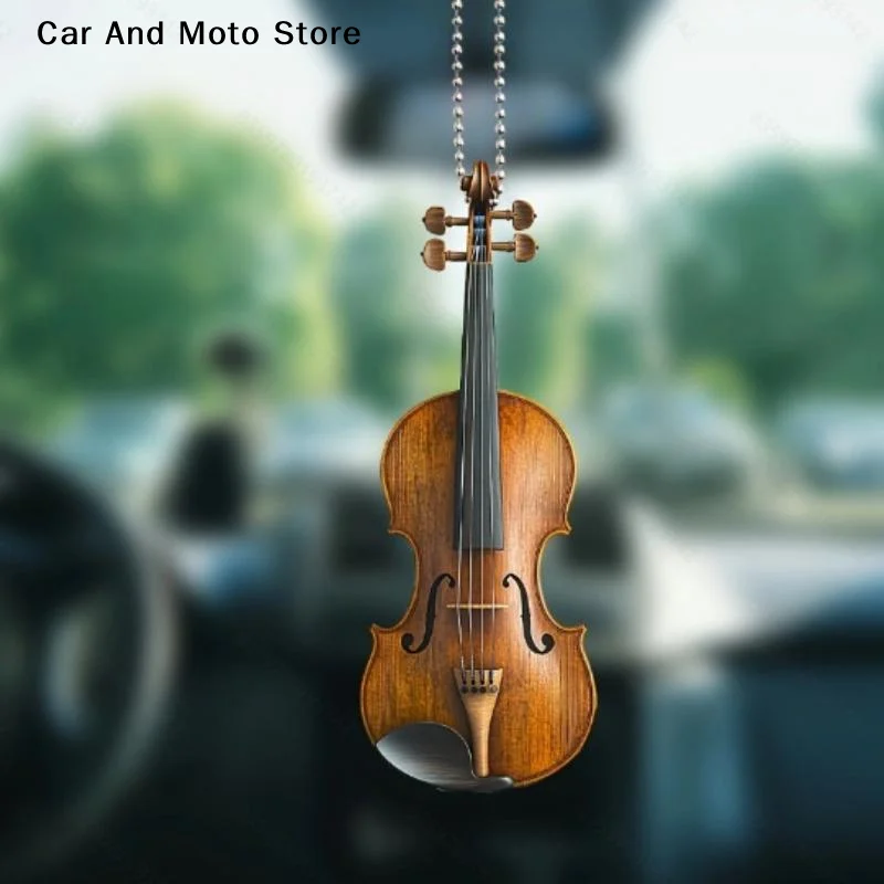 【CMO】Mini Guitar Rearview Mirrors Pendant Car Hanging Ornaments Car Decoration Gifts For Guitar Enthusiast Christmas Decoration