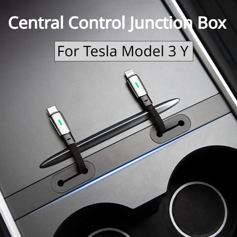 Caja de roscado de Cable de carga de teléfono móvil para Tesla Model 3 Y, concentrador de Control Central, Cable de datos de coche, accesorios de