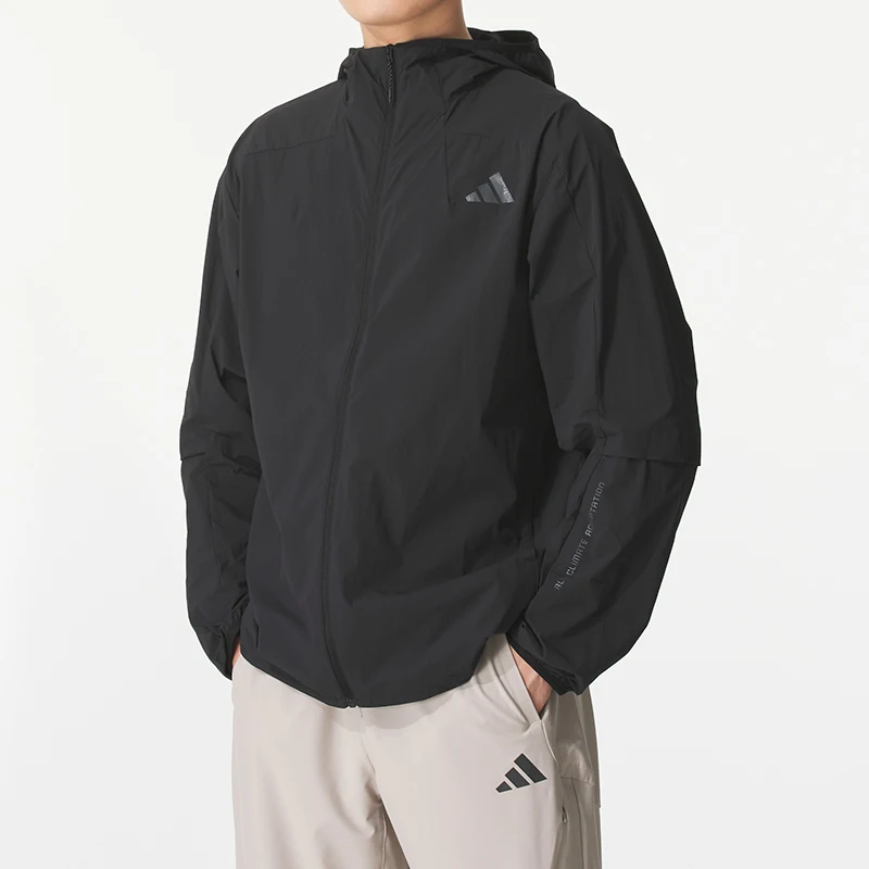 

Adidas Men's Jacket Fitness Training Sportswear Running Breathable Casual Wear Hooded Woven Jacket Kb5157