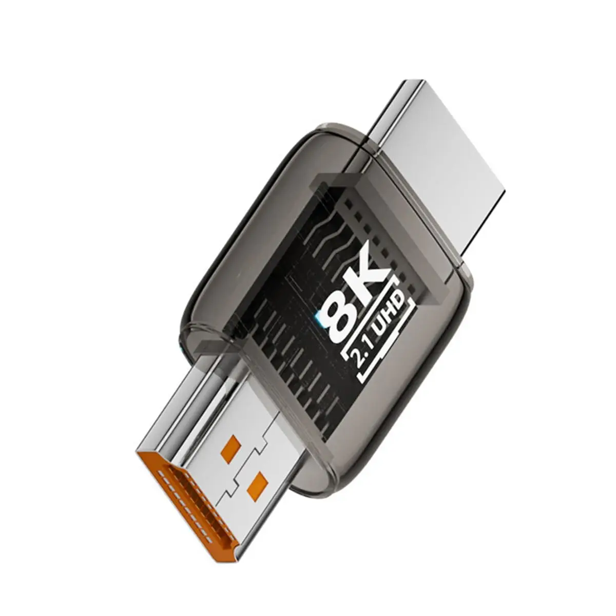1PCS/2PCS HDMI Male to HDMI 2.1 Male UHD Extension Adapter Extender Transparent with Smart LED Light Support 8K 60hz HDTV