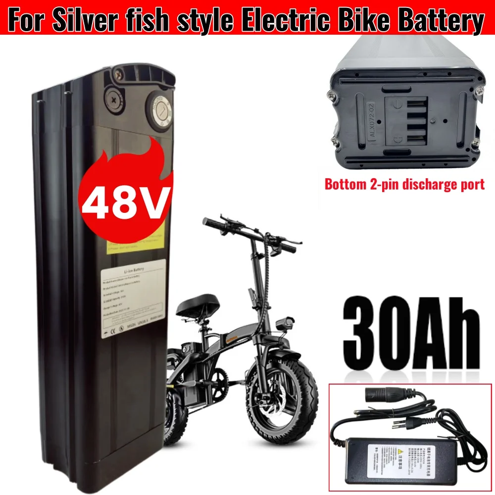 بطارية ليثيوم ليثيوم على شكل سمكة فضية 48 فولت 36 أمبير في الساعة لبطارية الدراجة الكهربائية القابلة للطي HITway bk3s