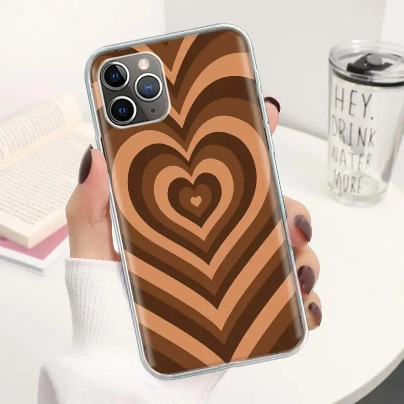 Fashion Purple Heart Swirl Circle Coque Phone Case For iPhone 11 12 13 14 15 16 Pro Max 7 Plus 8 + X XR XS SE Apple Soft Fundas 