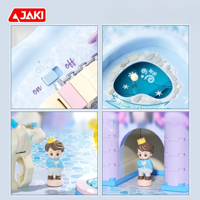 JAKI blocs de construction glace et neige château magnétique Puzzle paysage Architectural modèle ornement de bureau enfants assemblage jouet