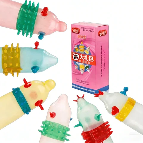 6PCS/Box Female G spot Vaginal Stimulation Condomss Adult sexx Products Extra Sensitive Peniss Sleeve Ribbed Dotted Spike Condom