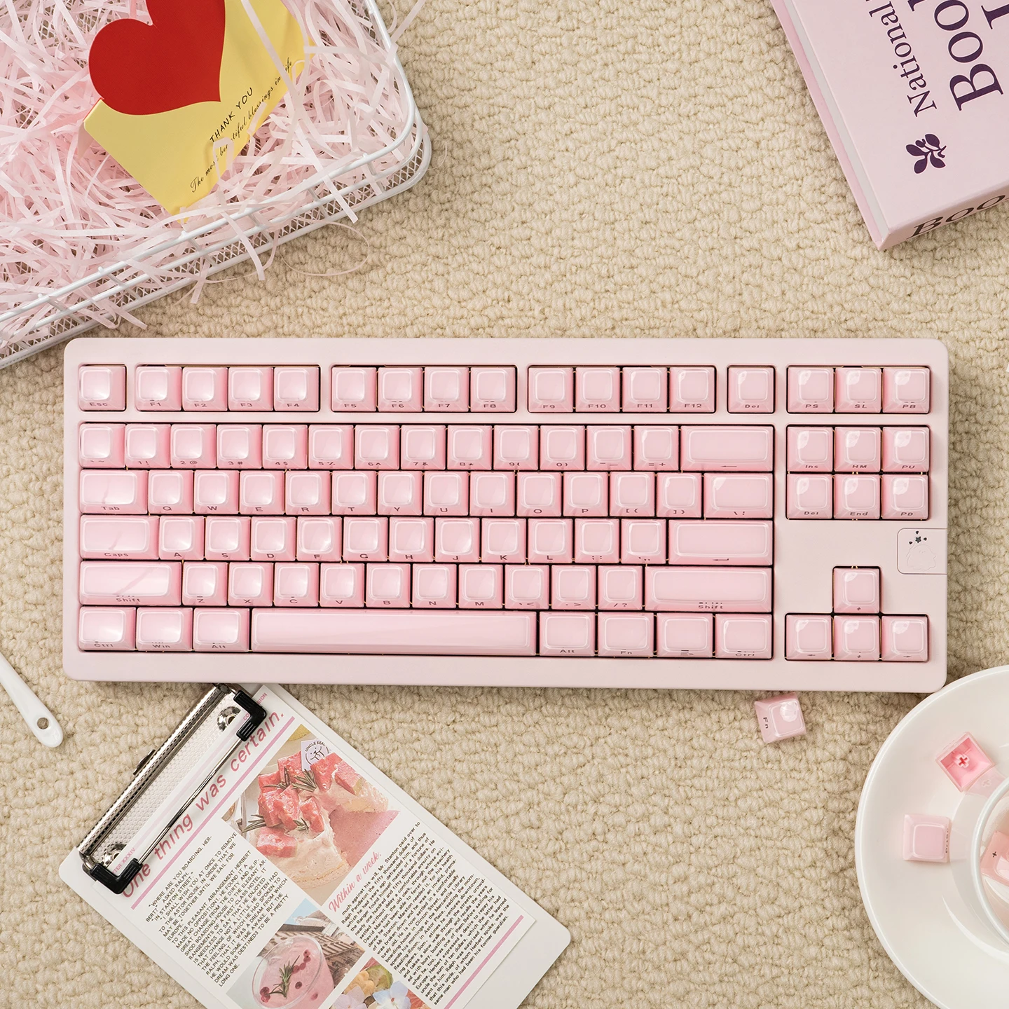 Pink Translucent Clear Keyboard Keycap OEM Profile Jello Crystal Keycap for Cherry Gateron MX Switches Mechanical Gamer Keyboard