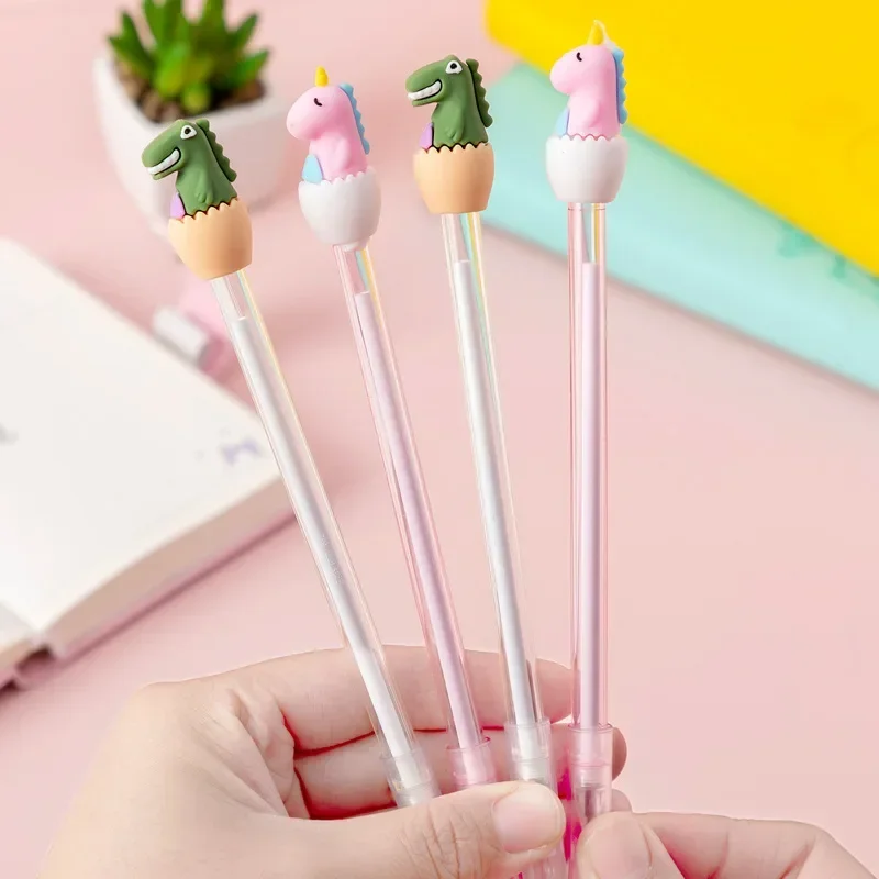 A 50PCS New Korean Creative Transparent Rod Eggshell Dinosaur Gel Pen Stationery For Students Cute Stationary Supplies