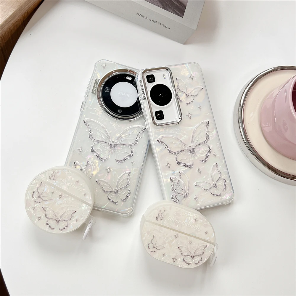 Shell Texture soft headset Case For HUAWEI Freebuds Pro 2 3 4i 4 5i Wireless Earphone Fashion butterfly Cover For air pods funda