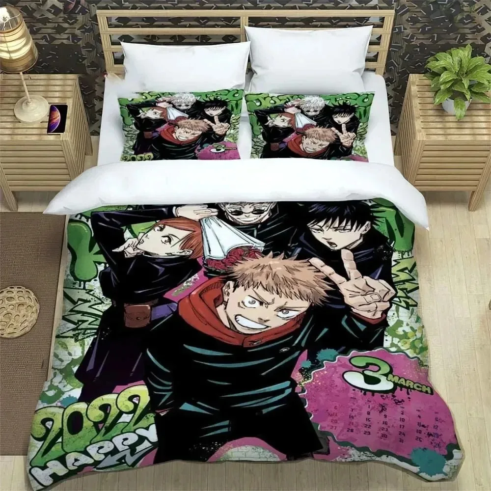 3D Print Jujutsu Kaisen Anime Bedding Set Boys Girls Twin Queen King Size Duvet Cover Pillowcase Bed boys Adult