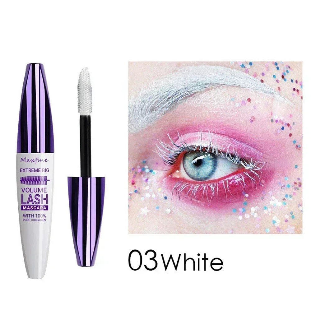 5D Multi-color Mascara Waterproof Fast Dry Eyelashes Curls Extension Make-Up Eyelashes Blue Purple Black White Gold Ink Mascara