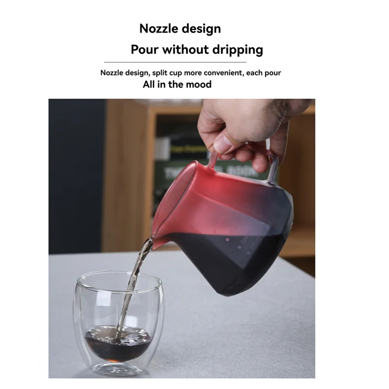 ABKR-Pour مجموعة صانع القهوة الزجاج البورسليكات صب القهوة طقم شاي مع مقبض الجوز جودة عالية فاخرة اليدوية