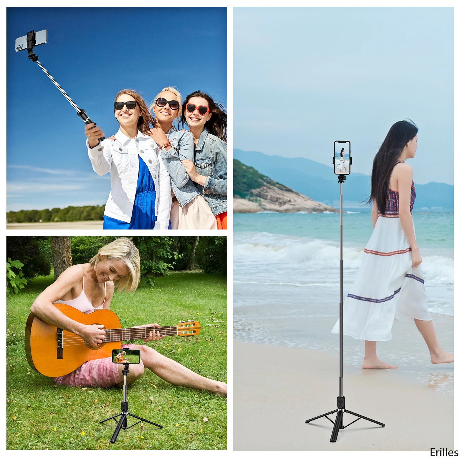 1.67M Long Extended Bluetooth Wireless Selfie Stick Live Broacast Stand Holder Tripod Foldable With Fill Light For Smartphones