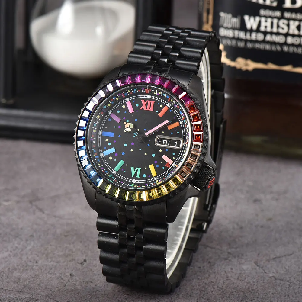 41mm Rainbow 007 Man Automatic Mechanical Watch Fit NH3 Series 34 35 36 Movement Sapphire Glass Waterproof 100m Custom Logo