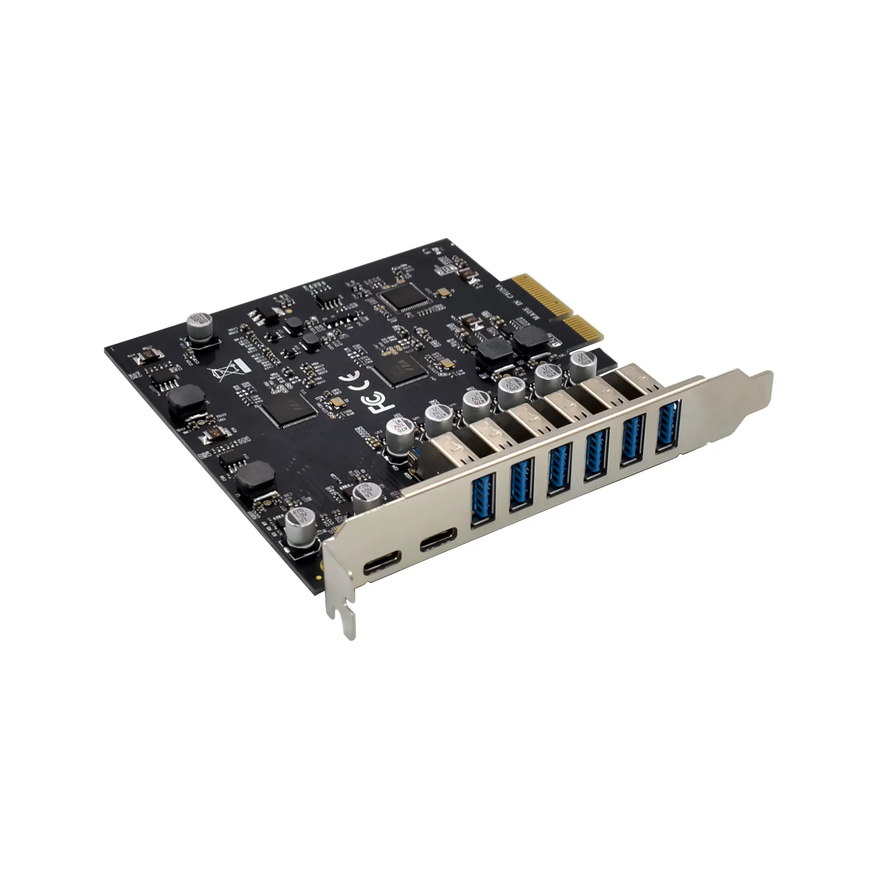 PCI-E 4X 8 Port usb 3.0 expansion card PCIe ASM3142 chip 6A2C USB3.1 10Gbps adapter 6 port type A and 2 port type C usb3.1