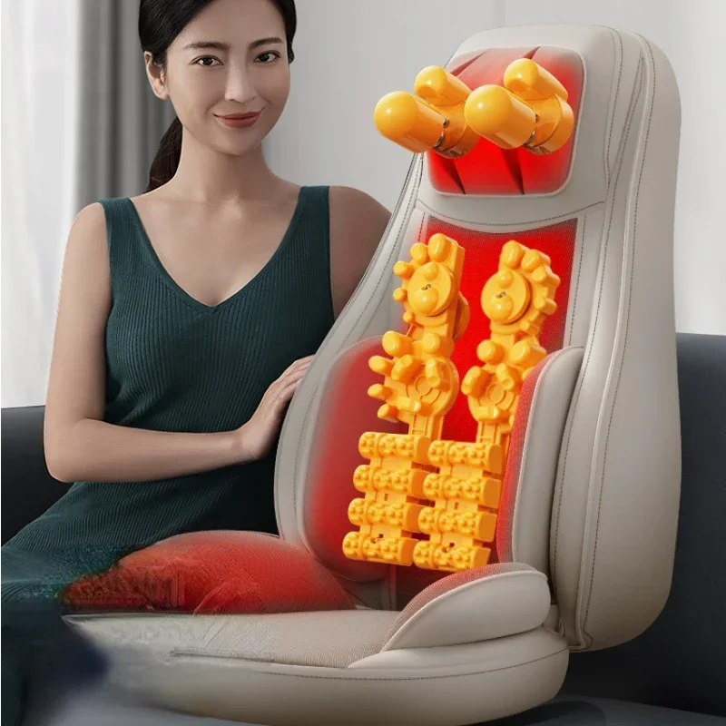 Body Massage Cushion  Cervical Lumbar and Back Massager with Warm Compress and Automatic Kneading Features Heated Neck Pad Best