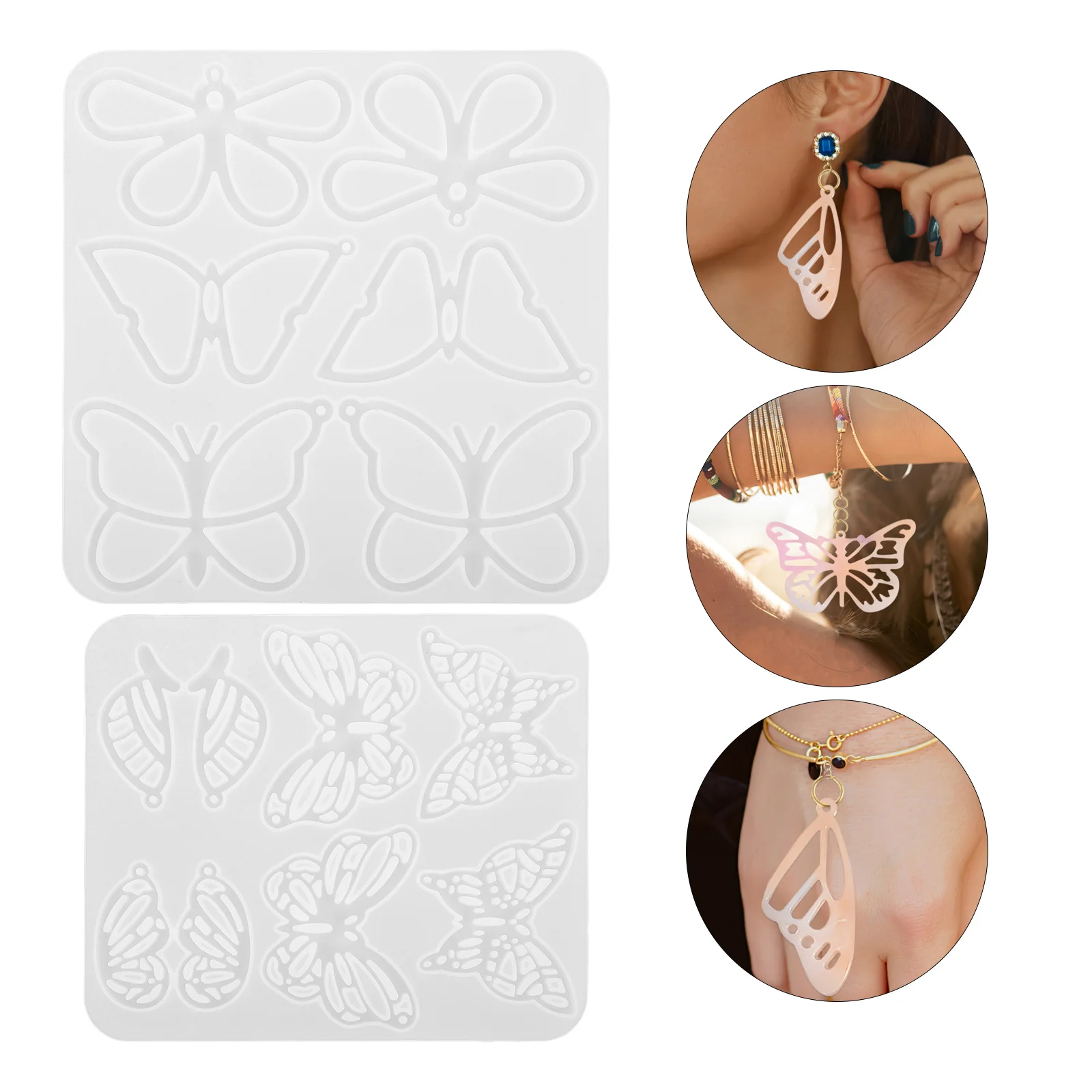 1 مجموعة فراشة أقراط قلادة قالب سيليكون مجوهرات DIY الحرفية مرنة قابلة لإعادة الاستخدام السلس Demould قالب من السيليكون