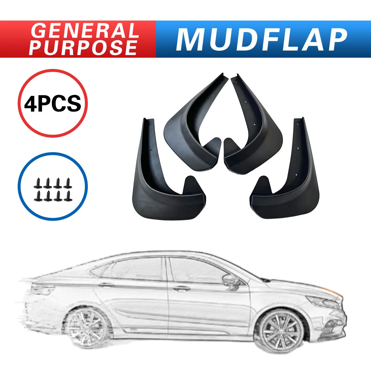 

4Pcs Black PP Suitable Full Model Row Also Fender Tiles Front And Rear Car Mud Flaps Universal Fender Garnish Car Accessories