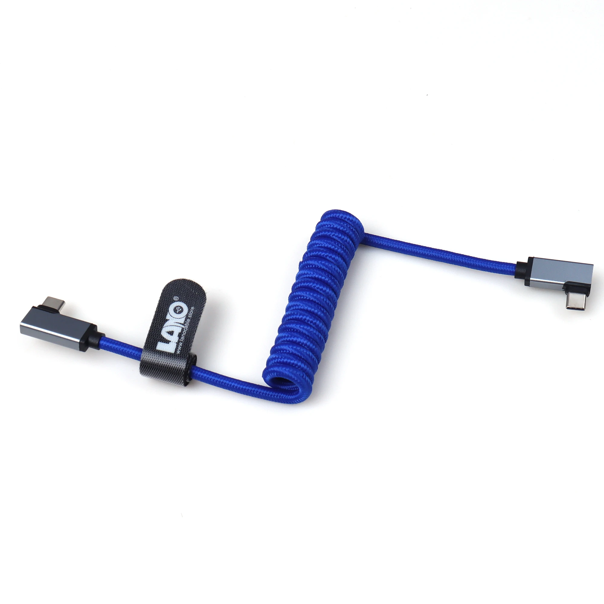 LANO USB C do typu C kątowy męski nylonowy kabel do transmisji danych do urządzeń Szybkie ładowanie Przewód ładowarki PD typu C — zdjęcie produktu 2