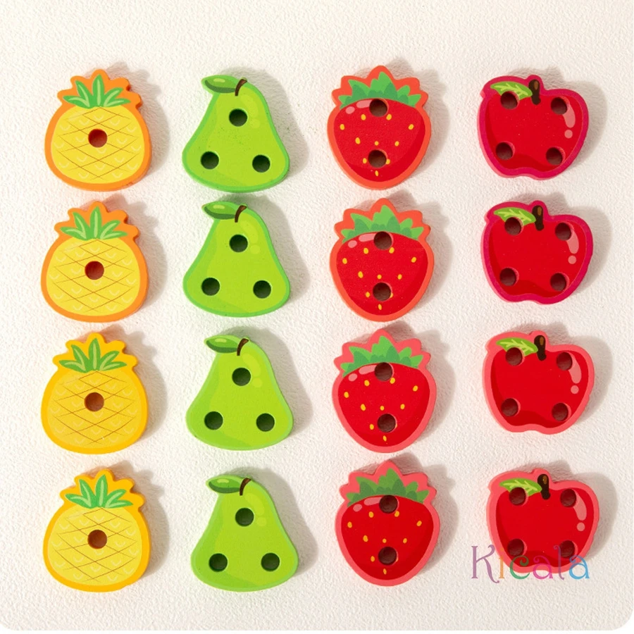 Houten magnetische kleurvorm voor kinderen Fruitclassificatie Cognitie Visspel Bijpassende stapelblokken Bordspel