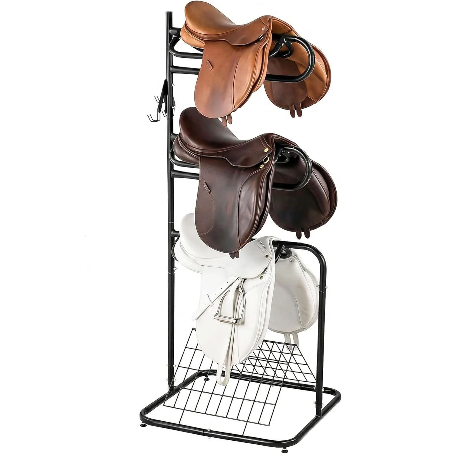 Soporte Giratorio de 3 Niveles para Monturas, Organizador de Equipo Ecuestre con Brazos Extraíbles, para Monturas Inglesas y Vaqueras, Mantas y Accesorios