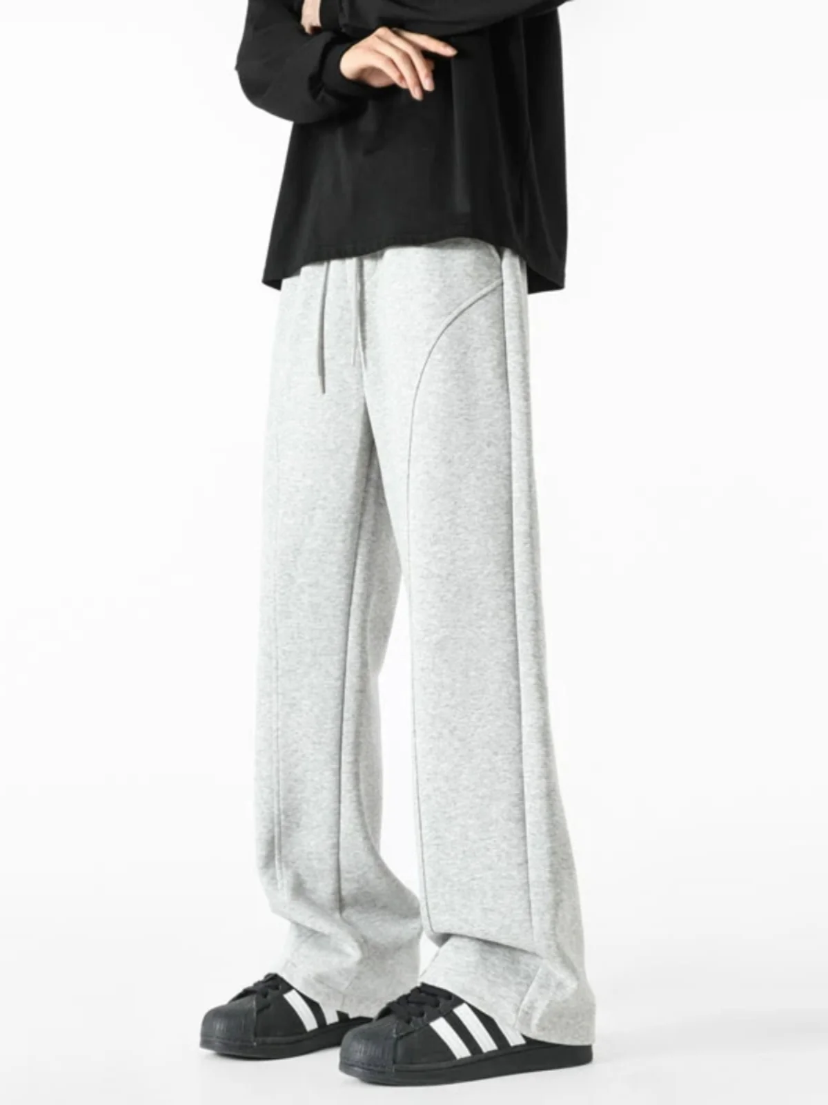 

Мужские спортивные брюки Cleanfit American Splice: модные, универсальные, с косым кроем, однотонные, с завязками, осенняя коллекция