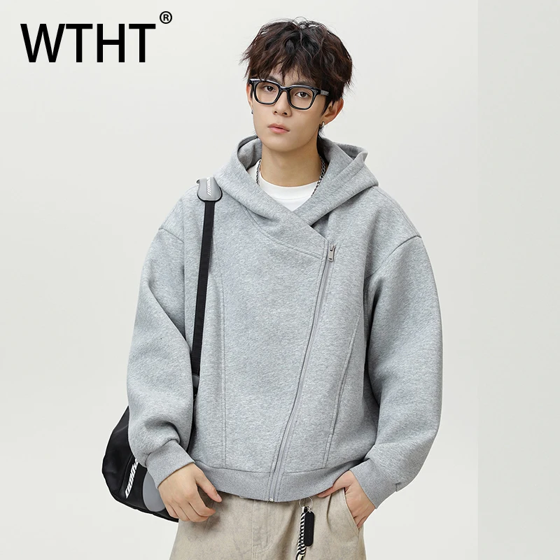 

Мужские винтажные однотонные утепленные куртки WTHT с капюшоном на молнии, свободного кроя, повседневные, весна 2026, модель 2A2708